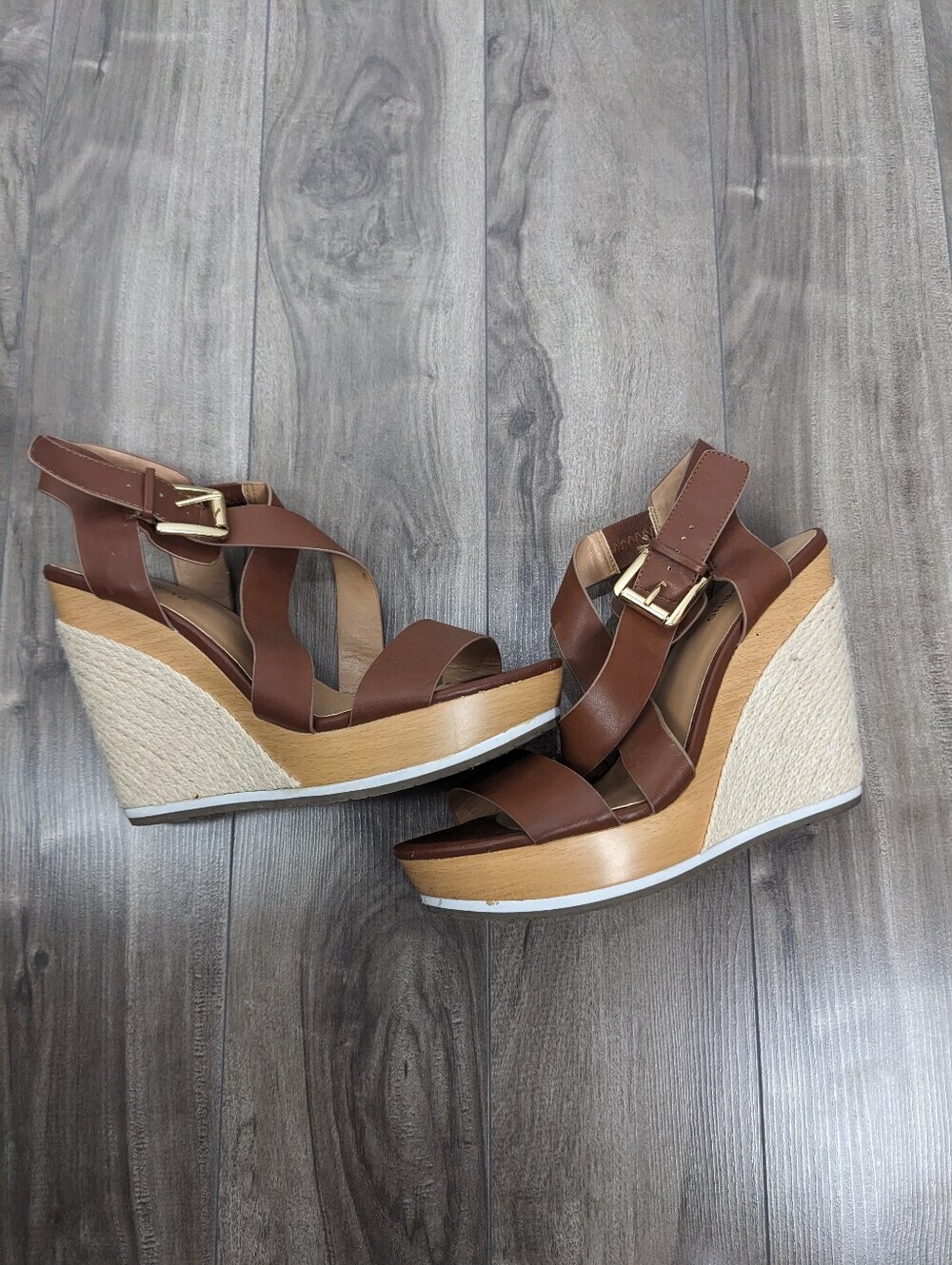 Call It Spring Brown Espadrille Wedges Size 9
